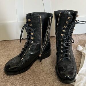 Chanel Lace Up Combat Boot